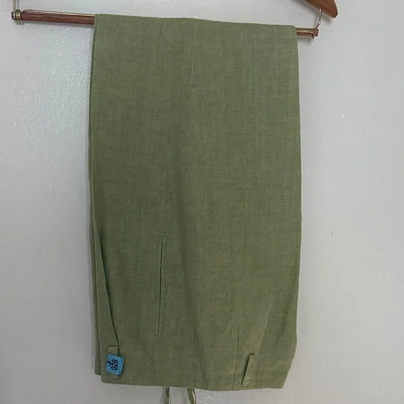 Ellen Tracy Olive Linen Top and pants set - Picture 5 of 15